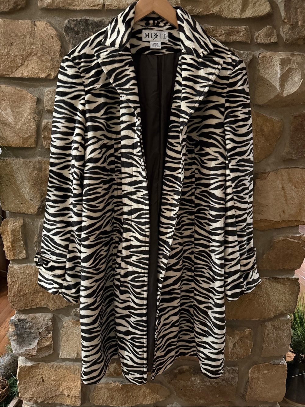 Mix It Black & White Zebra-Print Trench Coat